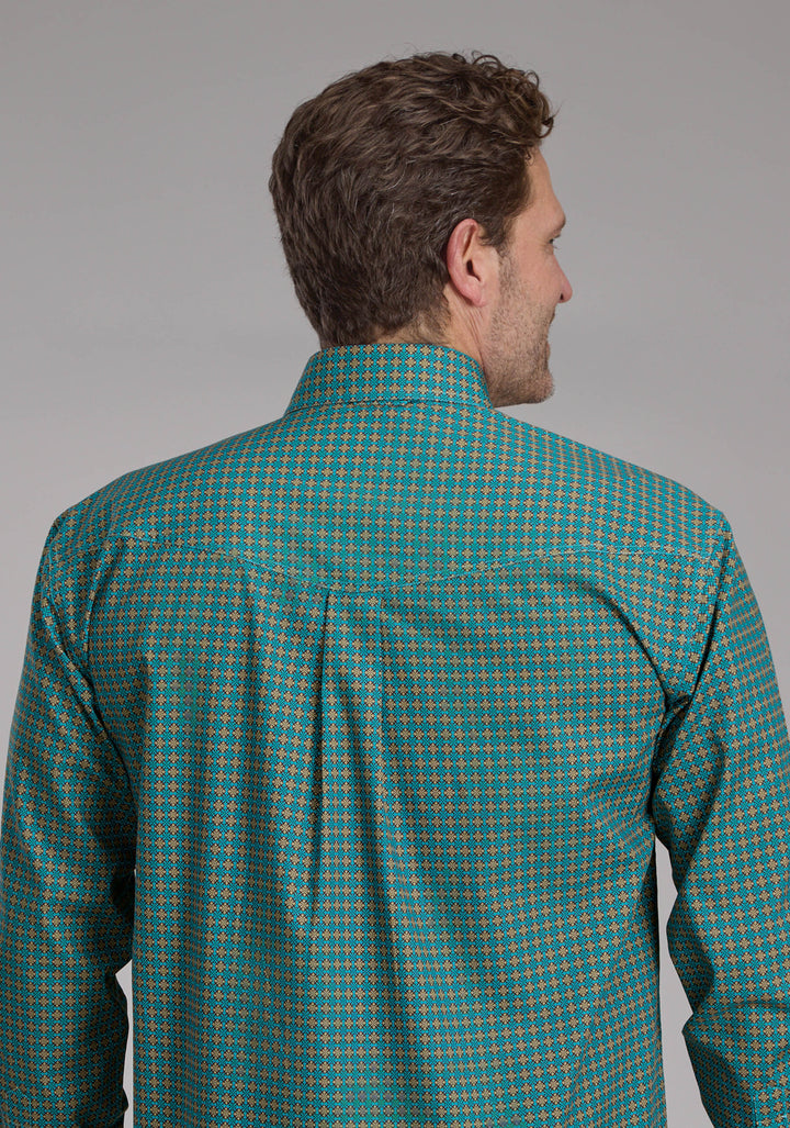 MENS CASTILE FOULARD LONG SLEEVE BUTTON WESTERN SHIRT