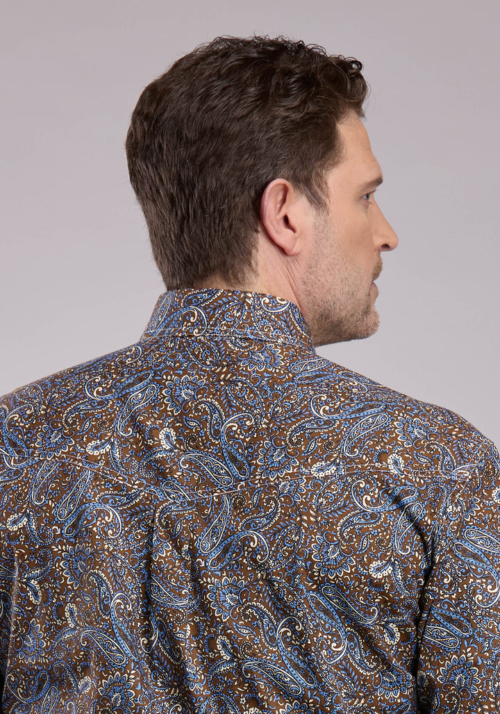 MENS LONG SLEEVE BUTTON BLUEBIRD PAISLEY WESTERN SHIRT