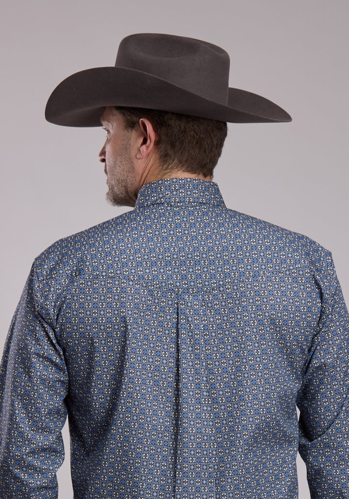 MENS ROPER SILVER FOULARD WESTERN BUTTON UP SHIRT