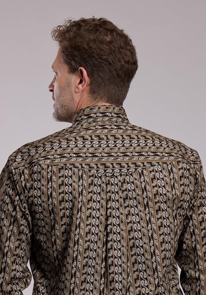 MENS ROPER PAISLEY STRIPE WESTERN BUTTON UP SHIRT