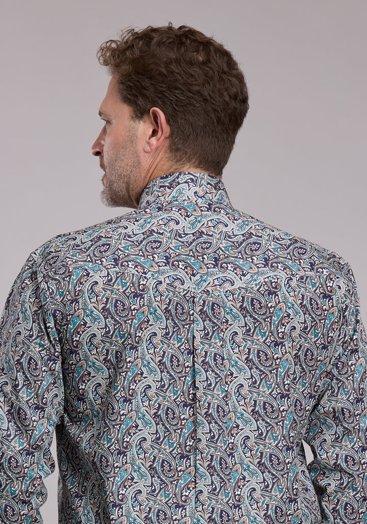 MENS ROPER SAGE RIVER PAISLEY WESTERN BUTTON UP SHIRT