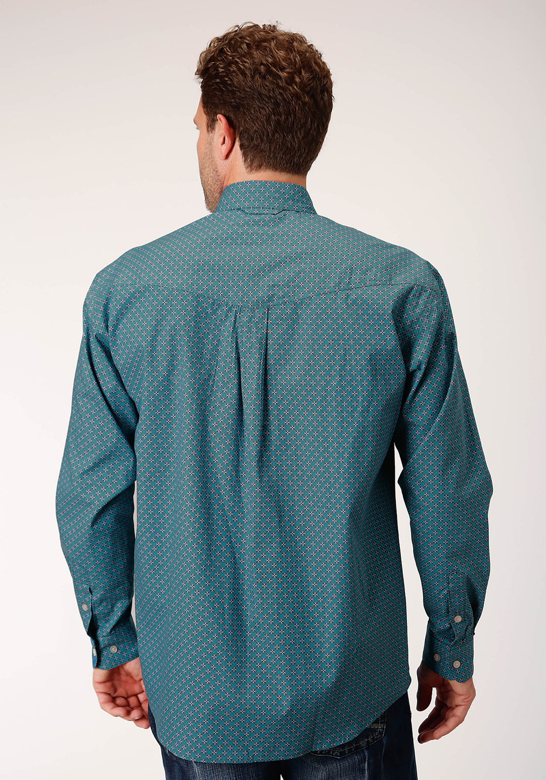 MENS LONG SLEEVE BUTTON CIRCUIT FOULARD WESTERN SHIRT