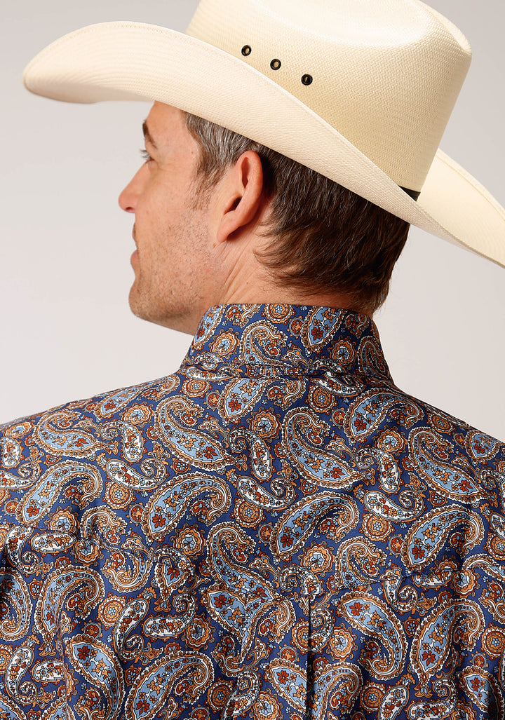 MENS LONG SLEEVE BUTTON COUNTRY PAISLEY WESTERN SHIRT