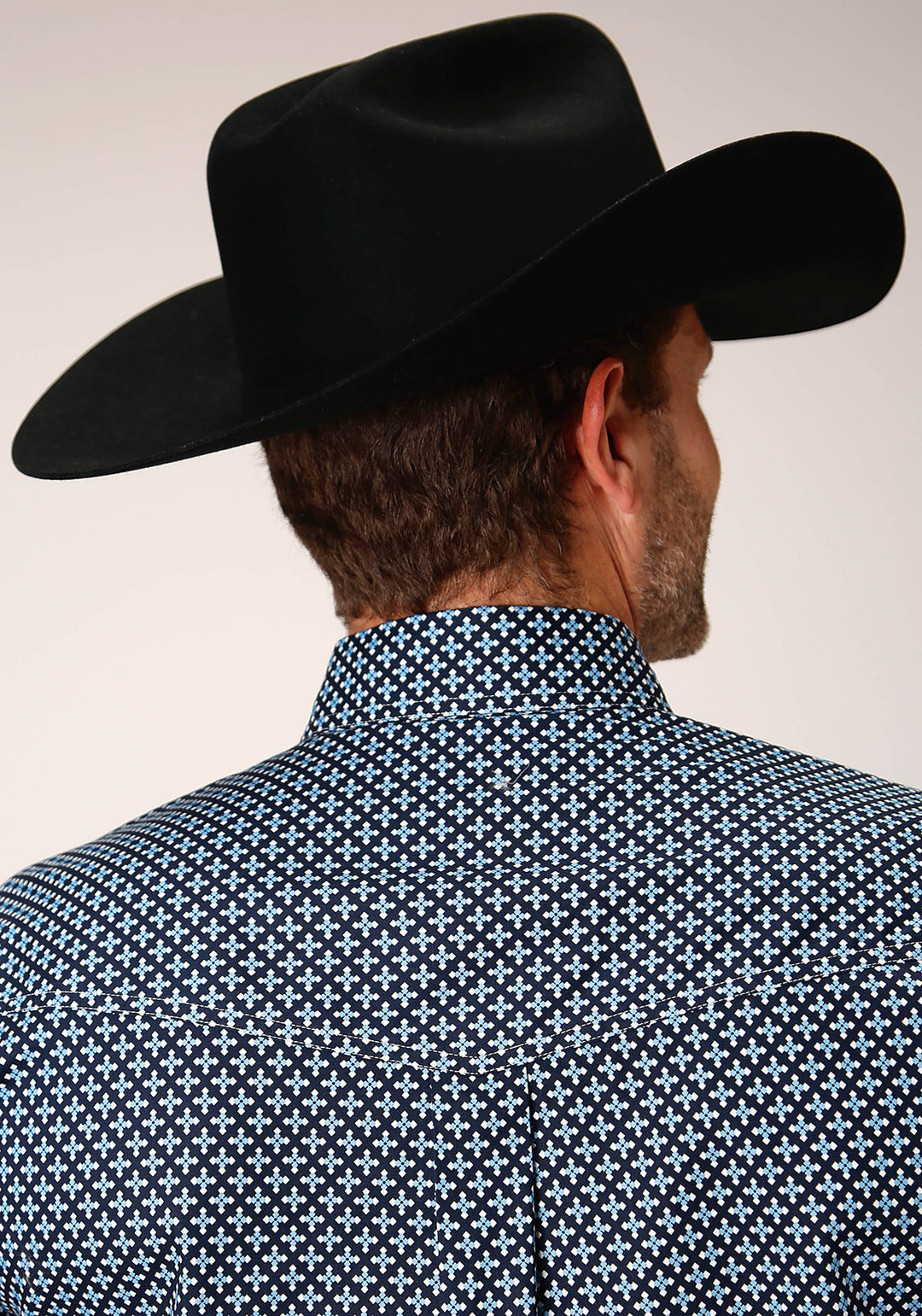 MENS LONG SLEEVE BUTTON FOUR LEAF FOULARD WESTERN SHIRT