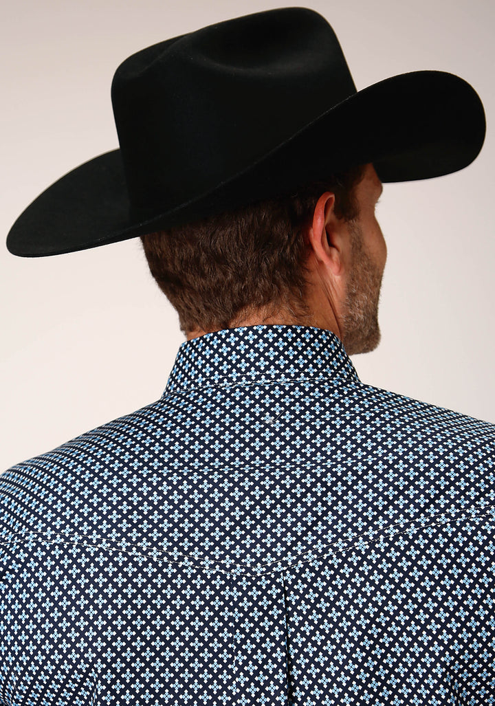 MENS LONG SLEEVE BUTTON FOUR LEAF FOULARD WESTERN SHIRT