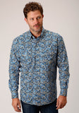 MENS LONG SLEEVE BUTTON AMARILLO PAISLEY WESTERN SHIRT