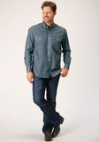 MENS LONG SLEEVE BUTTON GREY COTTAGE FOULARD WESTERN SHIRT