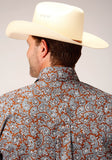 MENS LONG SLEEVE BUTTON COPPER SPRING PAISLEY WESTERN SHIRT
