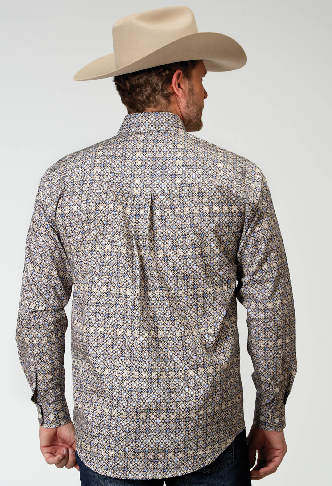 MENS LONG SLEEVE BUTTON WESTERN FOULARD WESTERN SHIRT