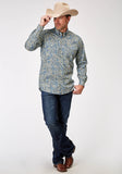 MENS LONG SLEEVE BUTTON DELFT PAISLEY WESTERN SHIRT