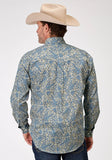 MENS LONG SLEEVE BUTTON DELFT PAISLEY WESTERN SHIRT