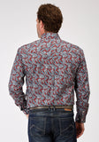 MENS LONG SLEEVE BUTTON RED RIVER PAISLEY WESTERN SHIRT