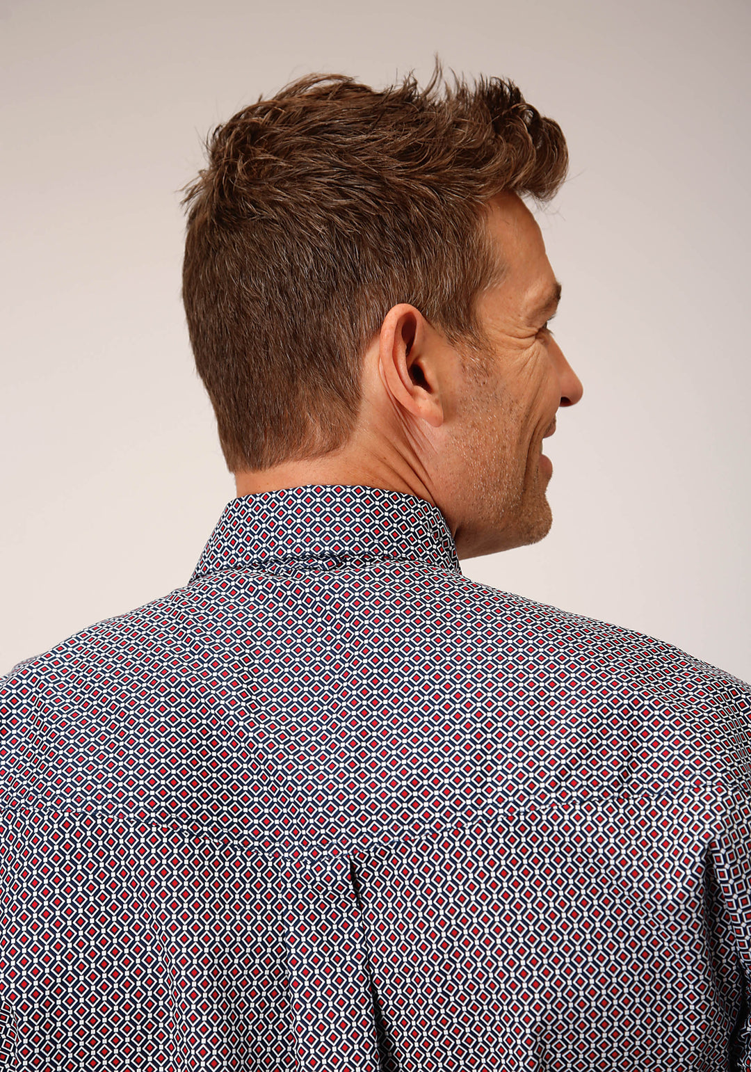 MENS LONG SLEEVE BUTTON CLASSIC GEO WESTERN SHIRT