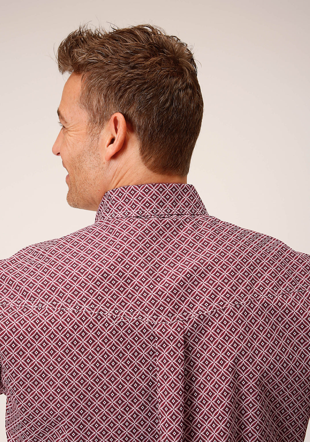 MENS LONG SLEEVE BUTTON RED DIAMOND FOULARD WESTERN SHIRT
