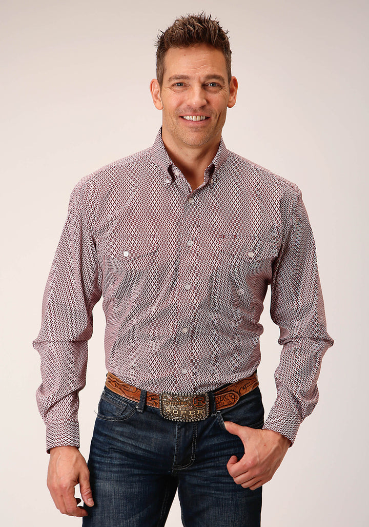 MENS LONG SLEEVE BUTTON CLIMBING DIAMOND WESTERN SHIRT