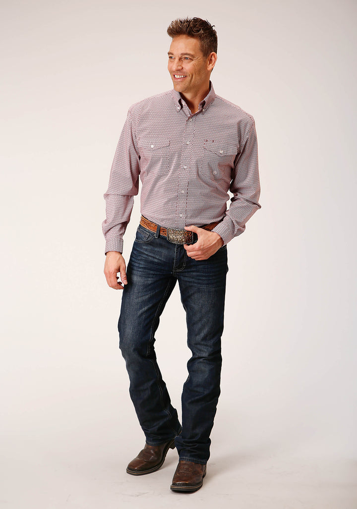 MENS LONG SLEEVE BUTTON CLIMBING DIAMOND WESTERN SHIRT