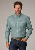 MENS LONG SLEEVE BUTTON SILVER SPRING FOULARD WESTERN SHIRT