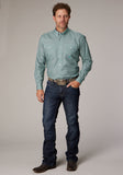 MENS LONG SLEEVE BUTTON SILVER SPRING FOULARD WESTERN SHIRT