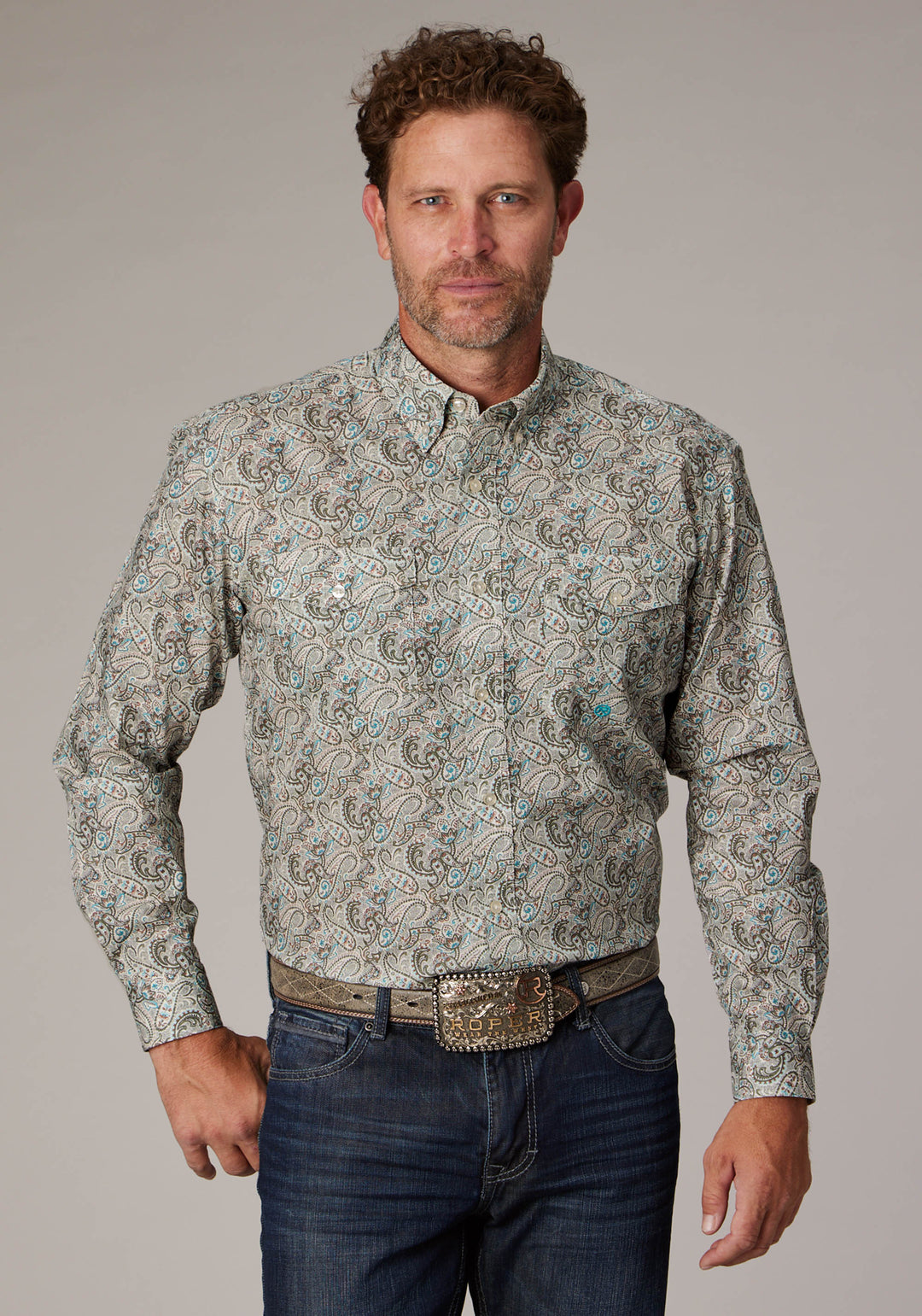 MENS SAND DUNE PAISLEY LONG SLEEVE BUTTON WESTERN SHIRT