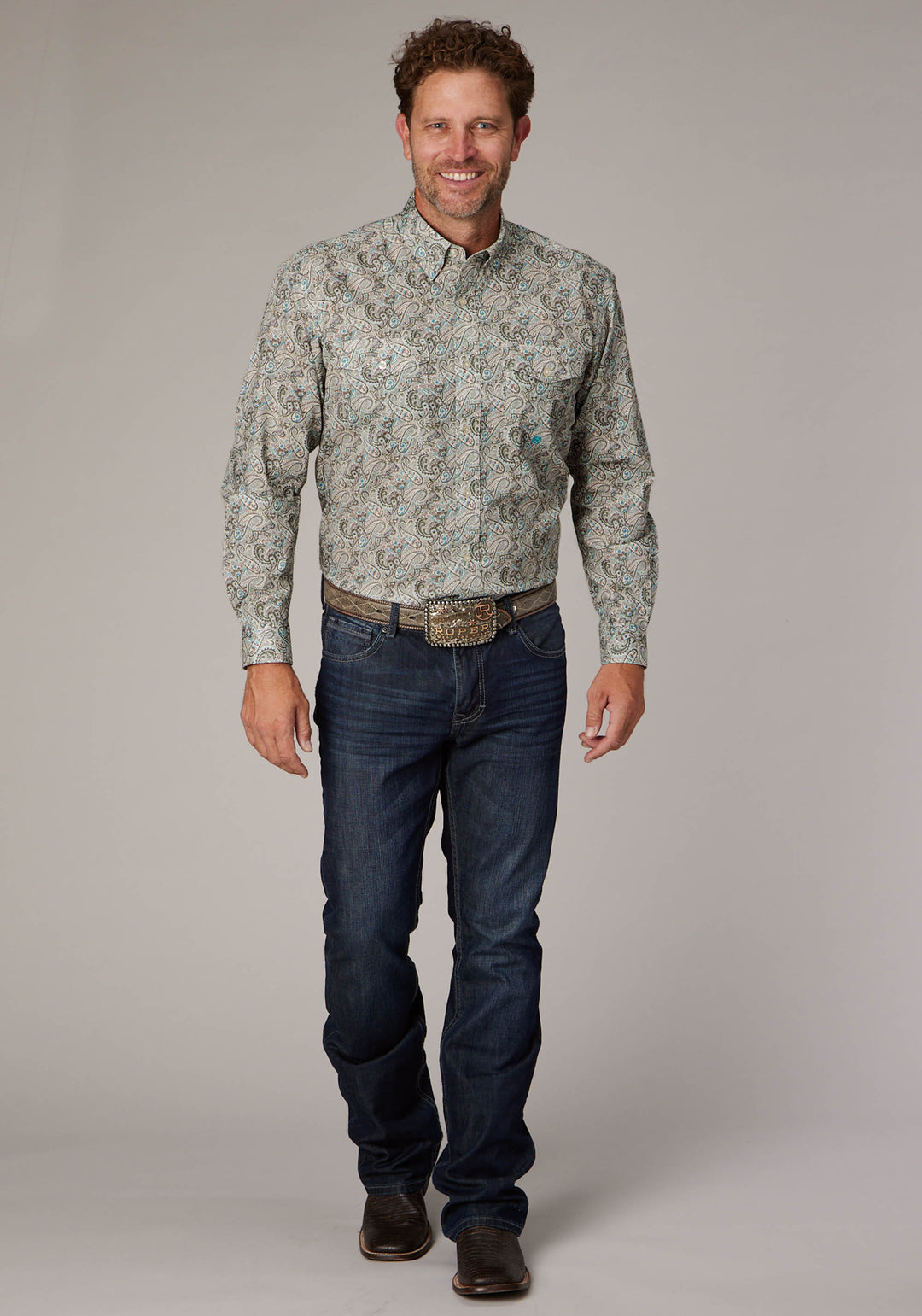 MENS SAND DUNE PAISLEY LONG SLEEVE BUTTON WESTERN SHIRT