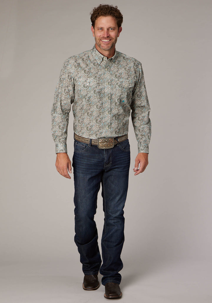 MENS SAND DUNE PAISLEY LONG SLEEVE BUTTON WESTERN SHIRT