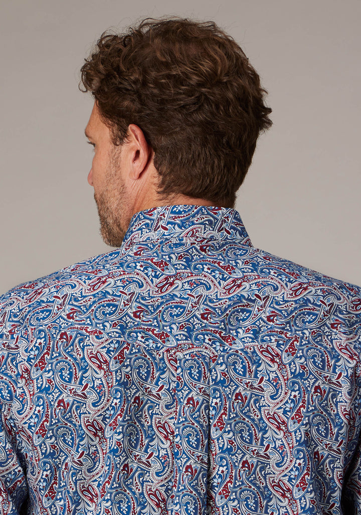 MENS BLUE RIVER PAISLEY LONG SLEEVE BUTTON WESTERN SHIRT