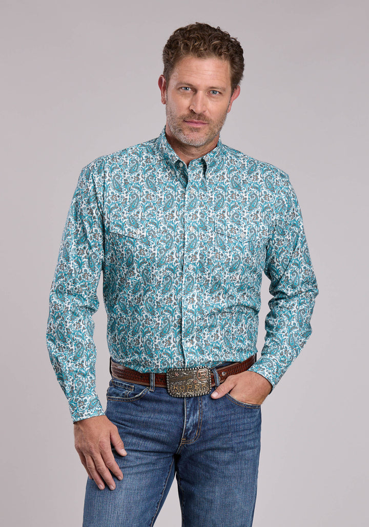 MENS ROPER TRAIL PAISLEY LONG SLEEVE BUTTON SHIRT