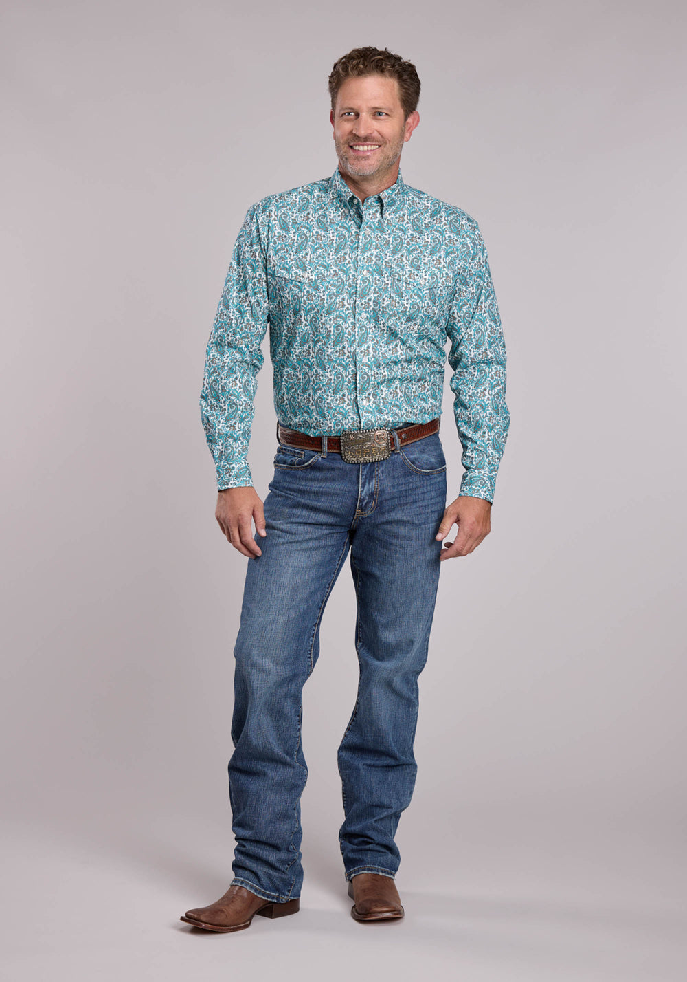 MENS ROPER TRAIL PAISLEY LONG SLEEVE BUTTON SHIRT