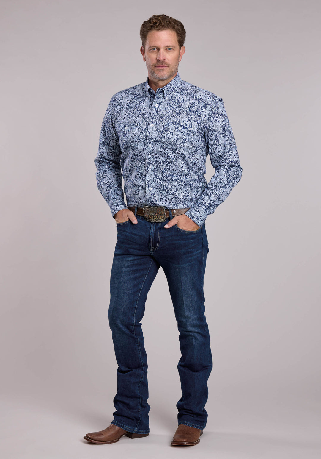 MENS ROPER WINDY PAISLEY LONG SLEEVE BUTTON SHIRT