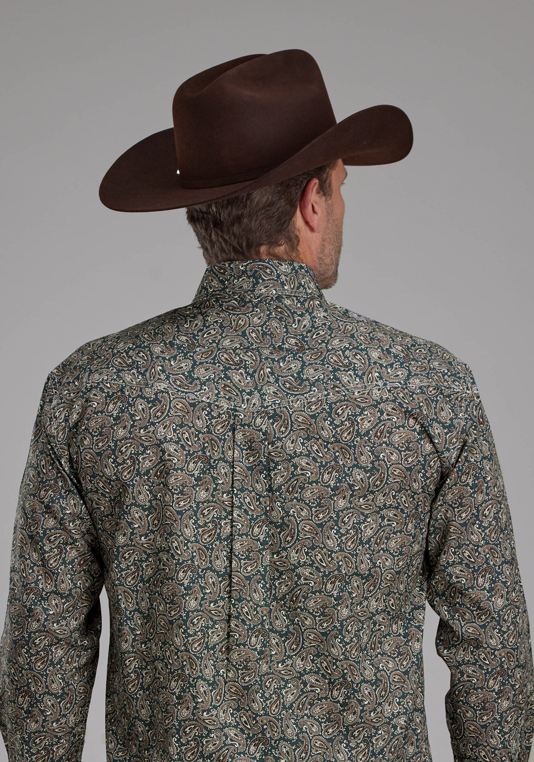 MENS OAK PAISLEY LONG SLEEVE BUTTON WESTERN SHIRT