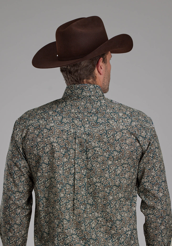 MENS OAK PAISLEY LONG SLEEVE BUTTON WESTERN SHIRT