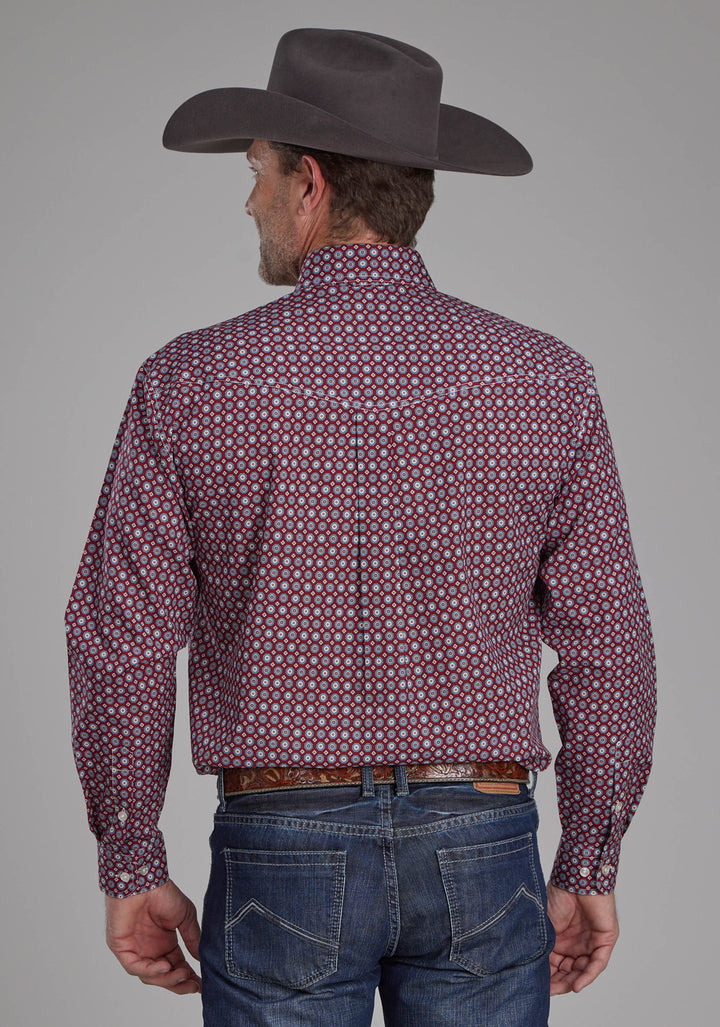 MENS HIGHWAY FOULARD LONG SLEEVE BUTTON WESTERN SHIRT
