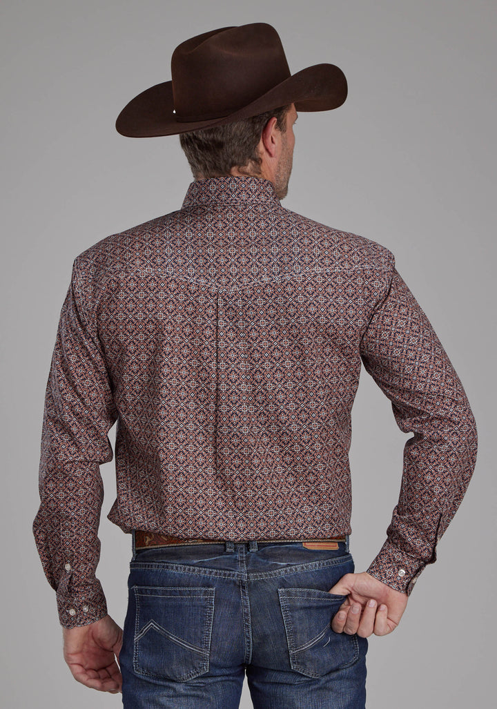 MENS GINGER FOULARD LONG SLEEVE BUTTON WESTERN SHIRT