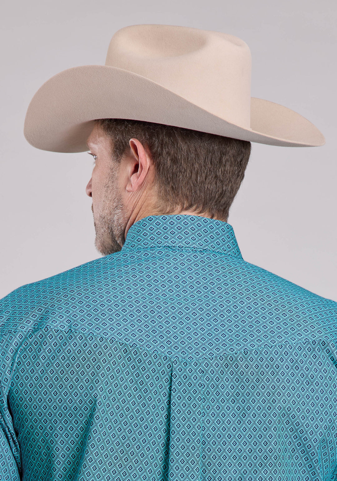 MENS LONG SLEEVE BUTTON AZTEC DIAMOND GEO WESTERN SHIRT