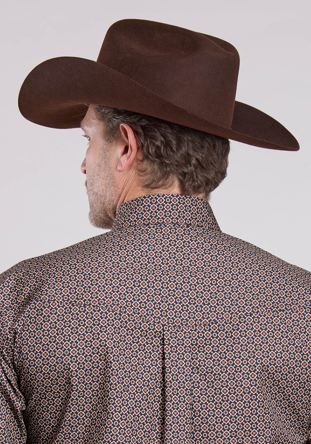 MENS LONG SLEEVE BUTTON VINTAGE FOULARD WESTERN SHIRT