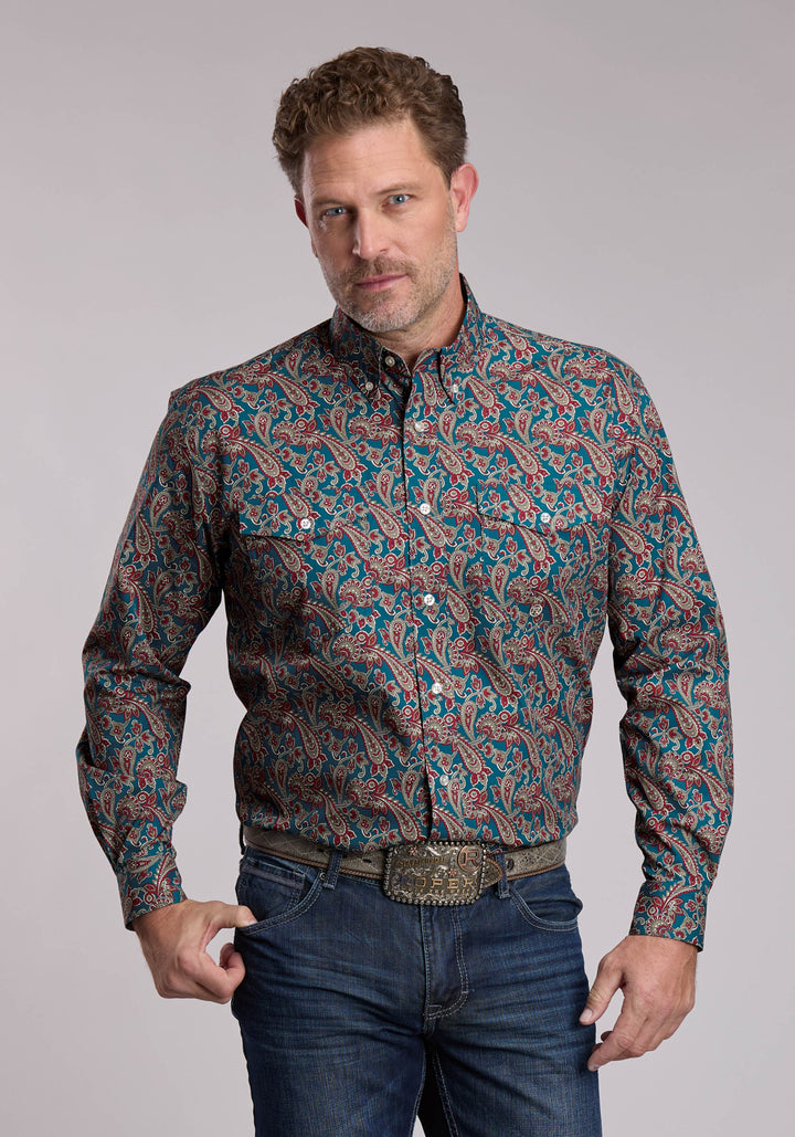 MENS ROPER HICKORY PAISLEY WESTERN BUTTON UP SHIRT