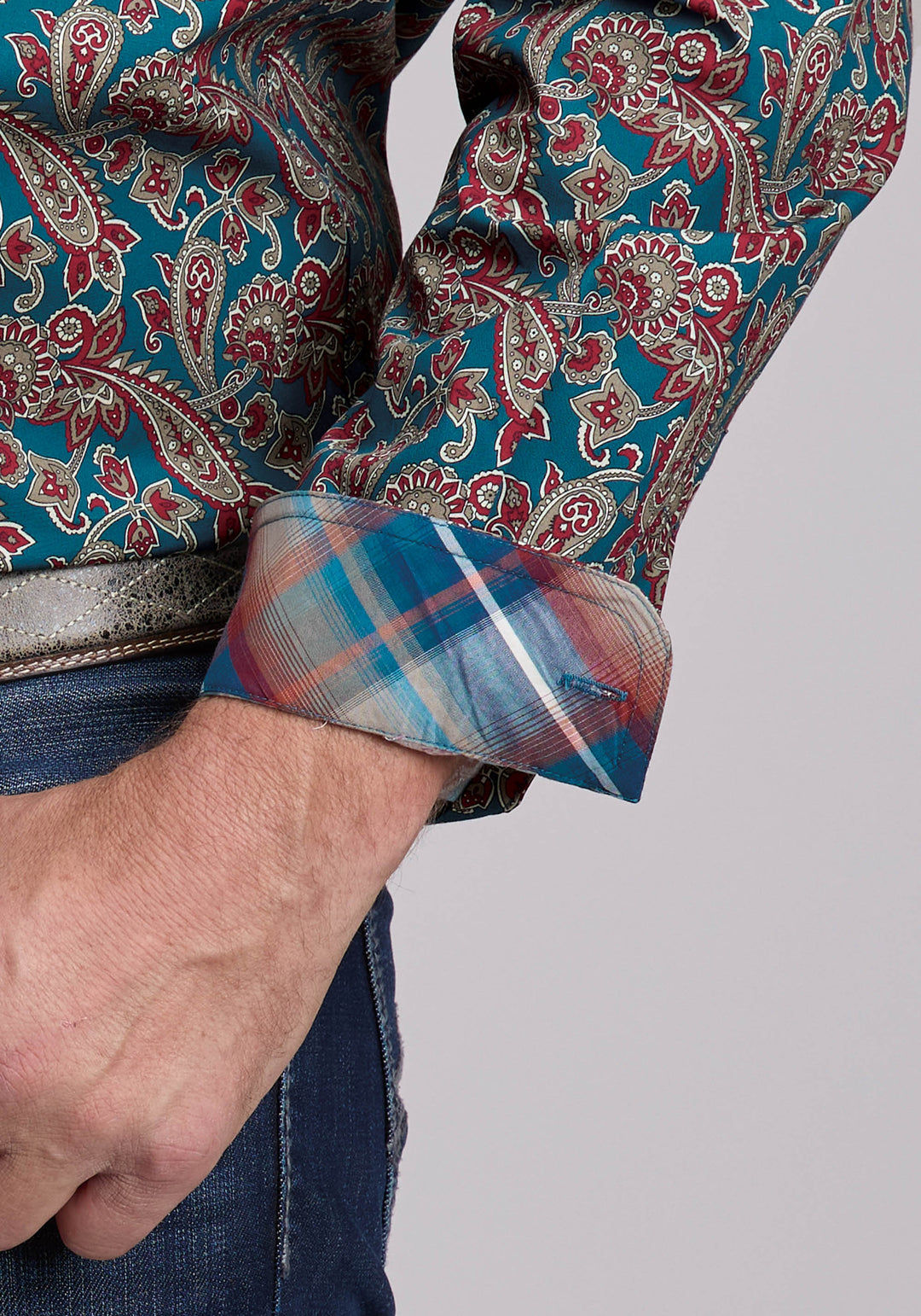 MENS ROPER HICKORY PAISLEY WESTERN BUTTON UP SHIRT