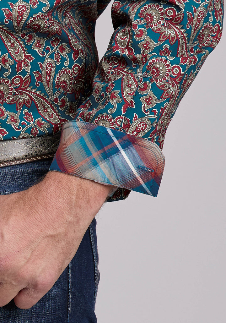 MENS ROPER HICKORY PAISLEY WESTERN BUTTON UP SHIRT