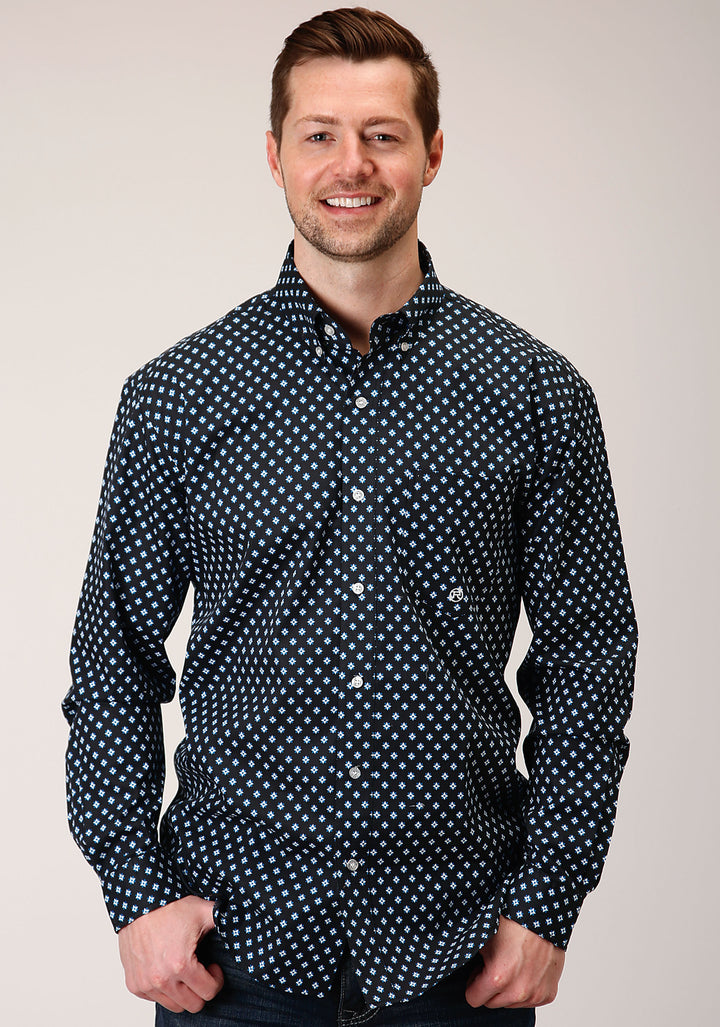 MENS LONG SLEEVE BUTTON NEW STAR FOULARD WESTERN SHIRT