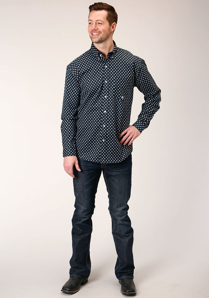 MENS LONG SLEEVE BUTTON NEW STAR FOULARD WESTERN SHIRT