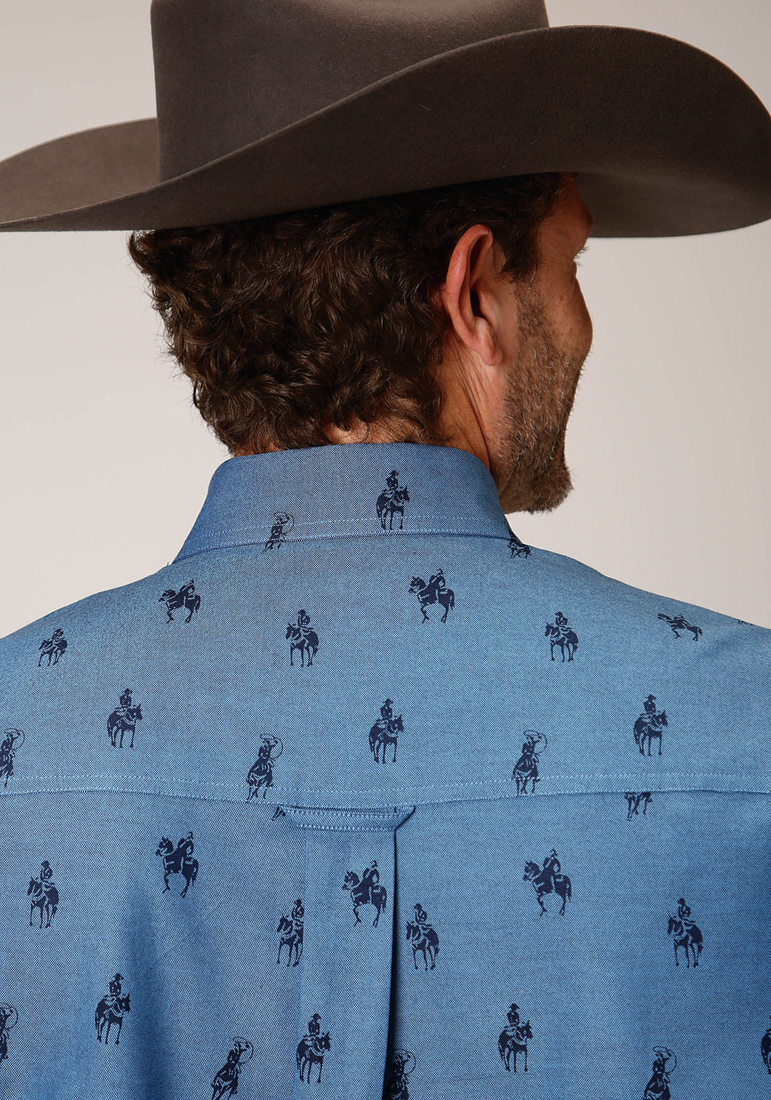 MENS LONG SLEEVE BUTTON HORSEMAN OXFORD WESTERN SHIRT