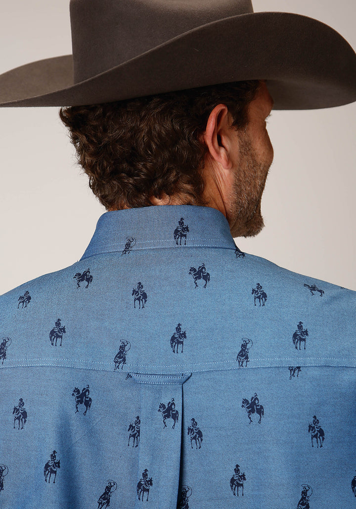 MENS LONG SLEEVE BUTTON HORSEMAN OXFORD WESTERN SHIRT