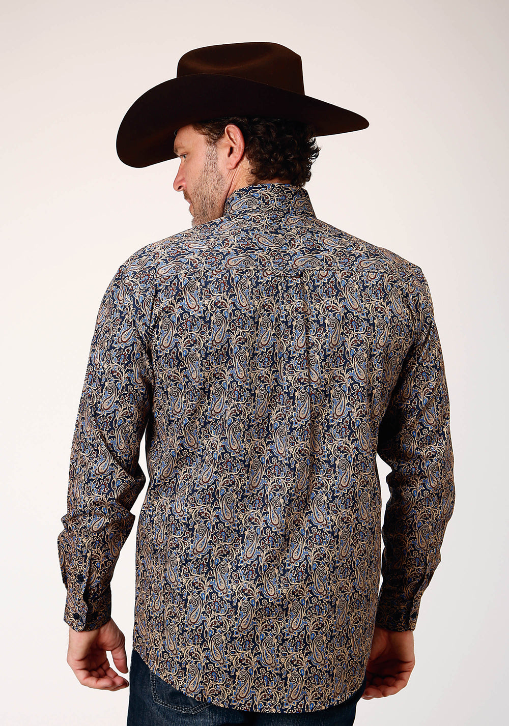 MENS LONG SLEEVE BUTTON VINTAGE PAISLEY WESTERN SHIRT