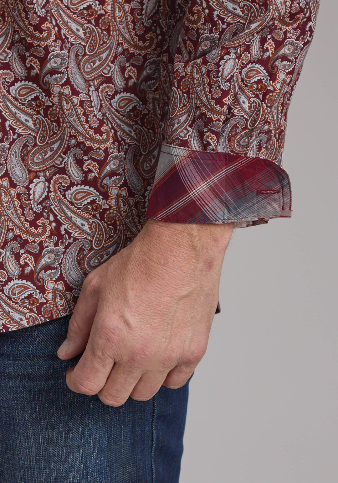 MENS SANGRIA PAISLEY LONG SLEEVE BUTTON WESTERN SHIRT