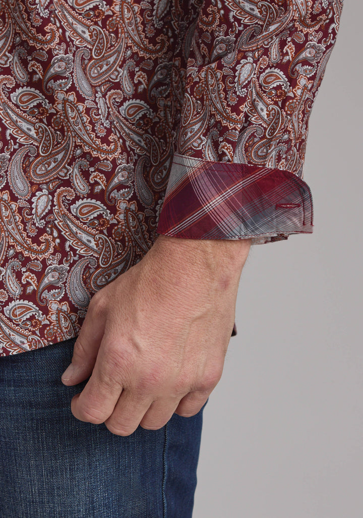 MENS SANGRIA PAISLEY LONG SLEEVE BUTTON WESTERN SHIRT