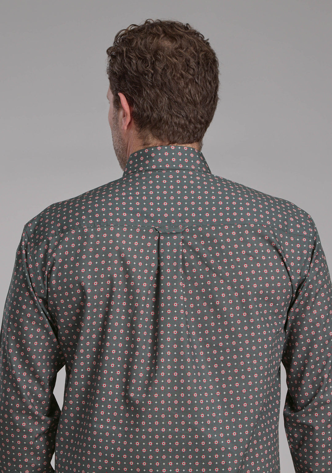 MENS GARNET FOULARD LONG SLEEVE BUTTON WESTERN SHIRT