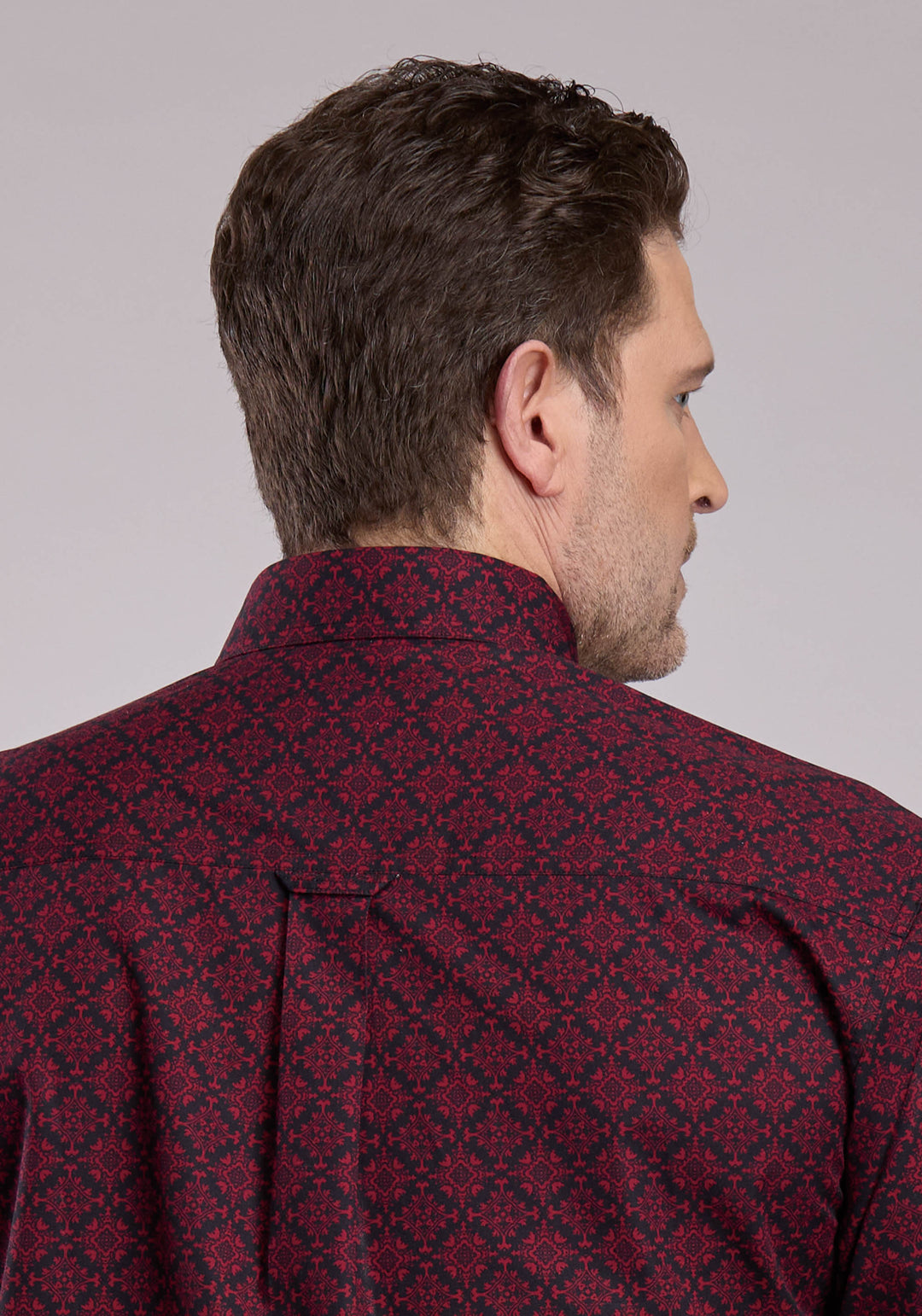 MENS LONG SLEEVE BUTTON GARNET MEDALLION WESTERN SHIRT