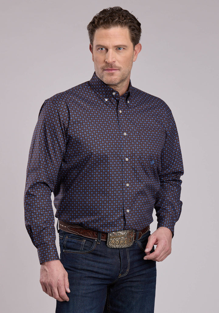 MENS LONG SLEEVE BUTTON WINTER FOULARD WESTERN SHIRT