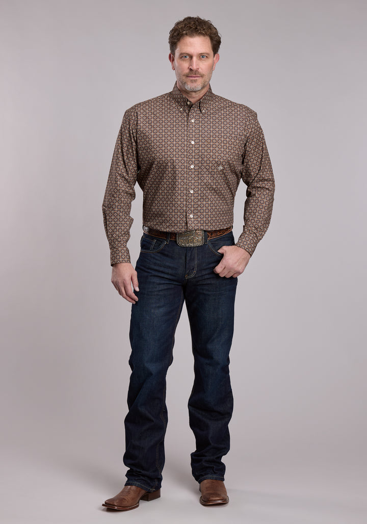 MENS ROPER VINTAGE COPPER FOULARD WESTERN BUTTON UP SHIRT