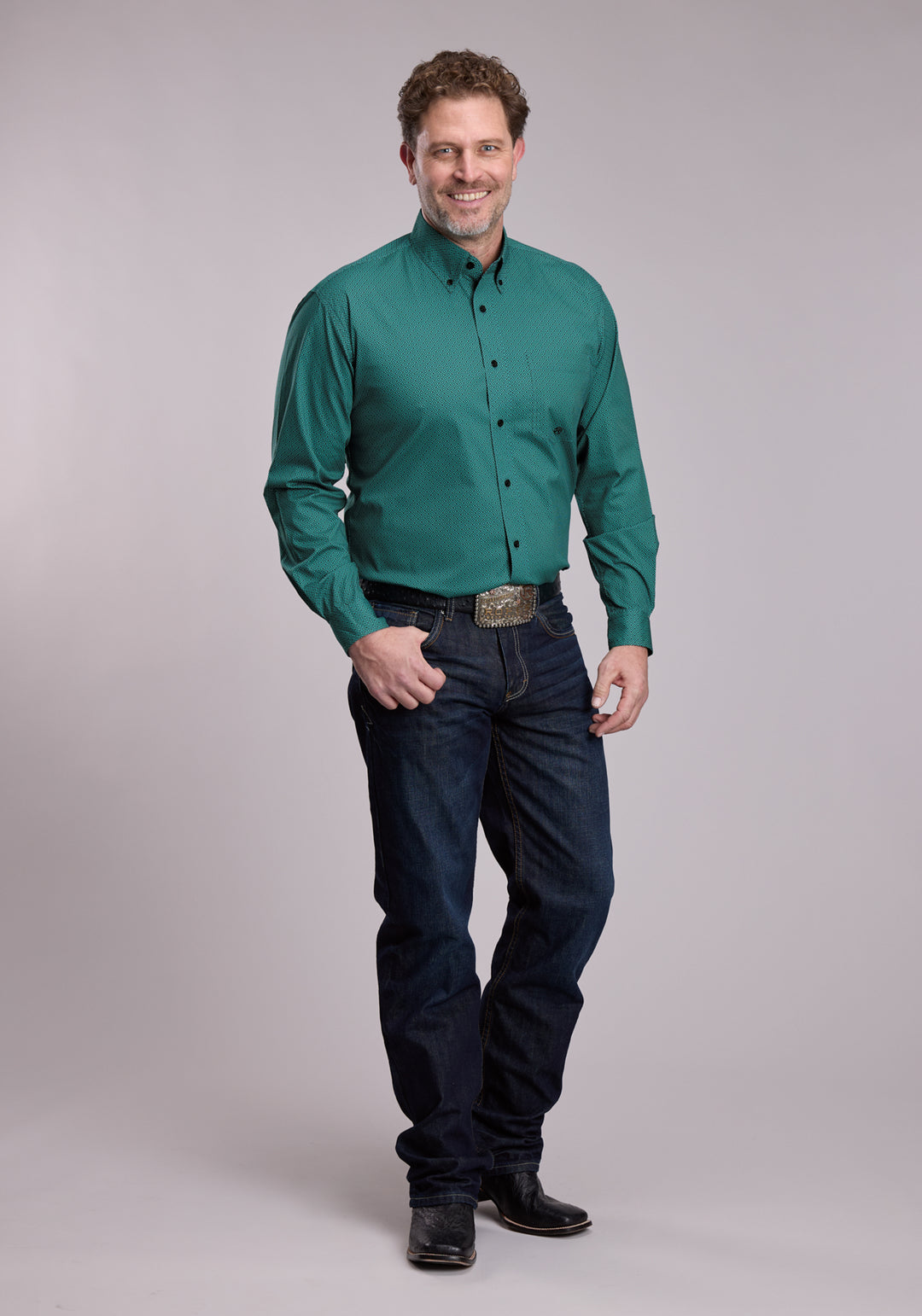 MENS ROPER JADE LATTICE STRETCH WESTERN BUTTON UP SHIRT